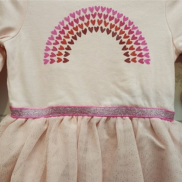 New Valentine's Day Baby Girl Pink Tutu dress with rainbow - Picture 2 of 5